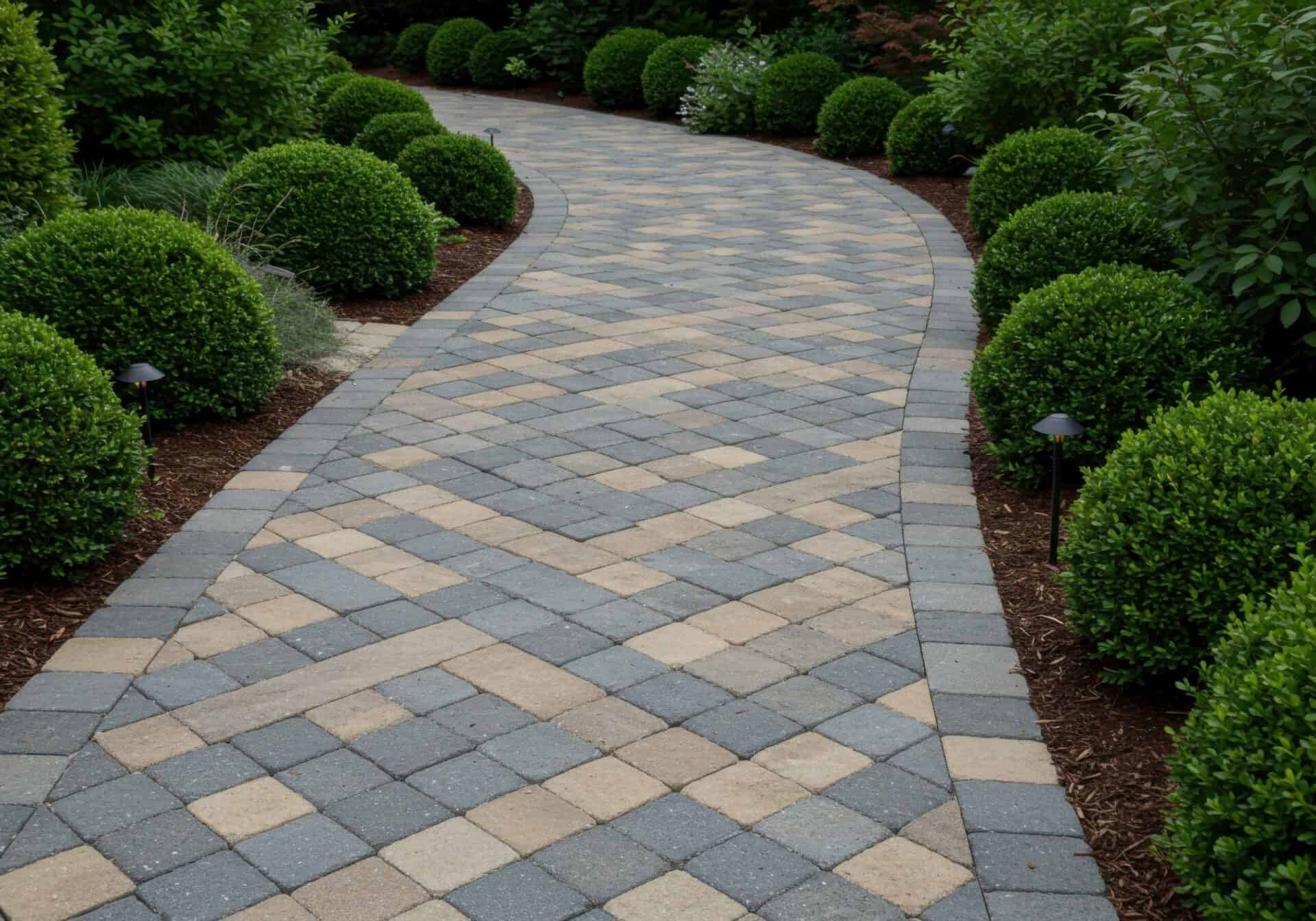Block paving path in rugby